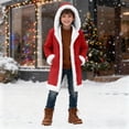thumbnail image 2 of Boy Sherpa Lined Jacket, Hooded Zip-Up Coat with Plush Faux Fur Trim, Warm and Stylish Outerwear for School, Fall Festivals, and Winter Play,Red,S, 2 of 5