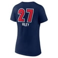 thumbnail image 3 of Women's Austin Riley Navy Atlanta Braves Fastball Player Name & Number V-Neck T-Shirt, 3 of 3