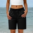 thumbnail image 2 of Women's Soft Fabric Elastic Waist Drawstring Shorts with Functional Pockets, Tummy Control Body Shaping, Breathable Quick Dry for Running, Casual Lounge & Travel | TruHer,Black XL, 2 of 9