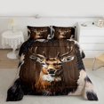thumbnail image 2 of Manfei Wild Animal Deer Full Size Comforter Sets,Rustic Cattle Hide Bedding Comforter Set,Country Farmhouse Lodge Bedding Sets For Teens,Luxury Bedroom Decor Reversible,3pcs, 2 of 8