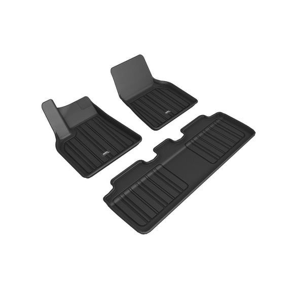 3D Maxpider 2021-2023 Fits Tesla Model Y 1St Row 2Nd Row Carbon Fiber Embossed Pattern Floor Mats Elitect Black E1TL02701809