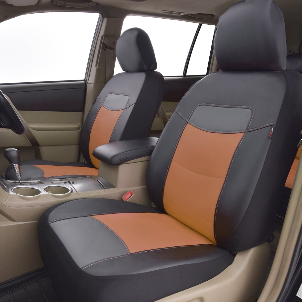Flying Banner Car Seat Covers Protectors Full Set Synthetic Leather Full Set Brown