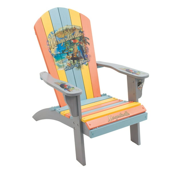 Margaritaville Wood Adirondack Chair, Multi, Beachy Outdoor Chairs ...