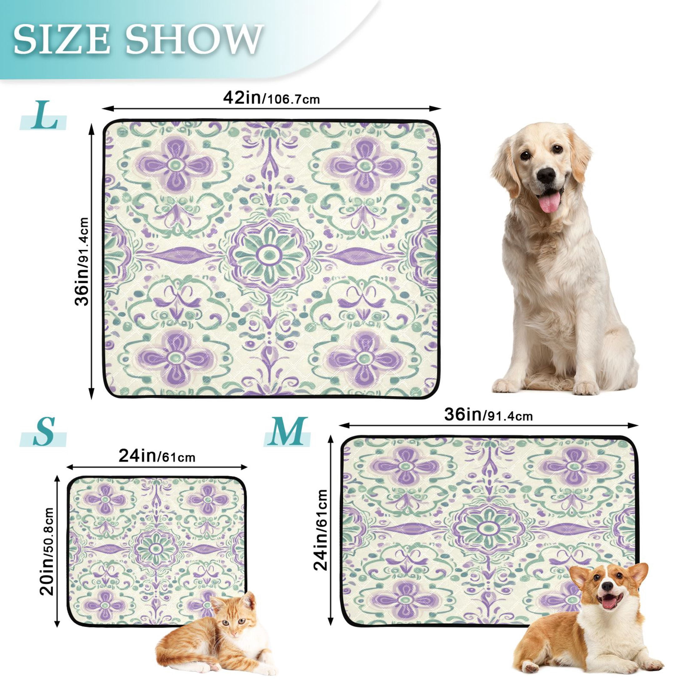Qxltty Intricate Indian Patterns Cat litter Pads Pet Set of 2 Diaper Mats Center Anti-leakage Layer Absorbent Soft and Comfortable