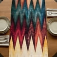 thumbnail image 5 of Vintage Colorful Geometric 36 Inch Table Runner, Abstract Art Waves Stripe Farmhouse Dresser Scarf Cotton & Linen Tablerunner for Dining/Kitchen Island/Holiday Party Décor Small 13" x 36", 5 of 9
