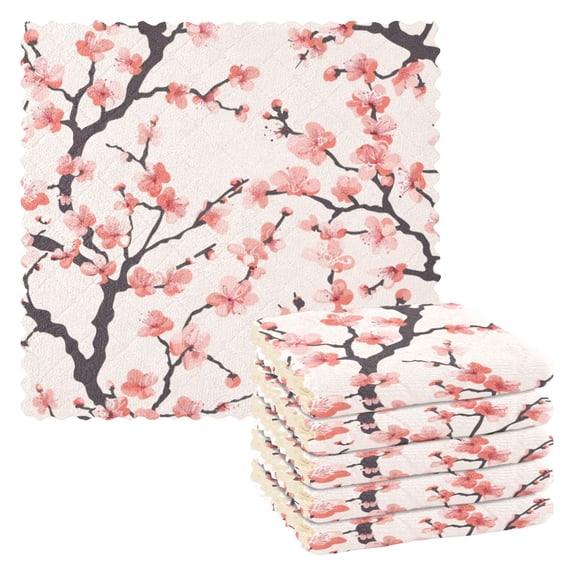 6 Pieces of Kitchen Towels 11x11Inch Kitchen Dish Cloths Kitchen Dish Towels Reuseable Cleaning Cloths Pink Seamless