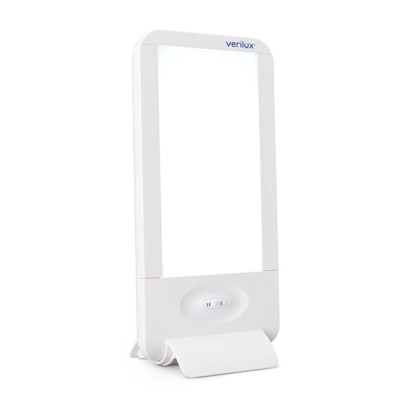 Verilux HappyLight Full-Size - UV-Free Therapy Lamp, Bright White Light with 10,000 Lux, Adjustable Brightness, 2 Interchangeable Lenses, Detachable Stand, and Wall Mountable