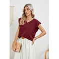 thumbnail image 4 of Summer New Women's V-neck Solid Color Raglan Sleeve Casual Vest T-shirt, 4 of 8