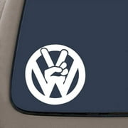 VW Volks Wagon Peace Sign | 5.5-Inches By 5.5-Inches | White Vinyl | Car Truck Van SUV Laptop Macbook Wall Decals