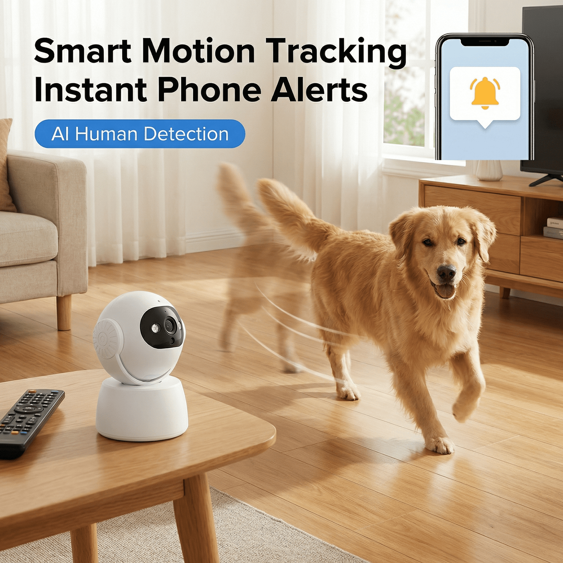 2K Security Camera Indoor, 3MP WiFi Home Camera with 355° Pan 180° Tilt, Motion Detection & Human Alert, Color Night Vision, SD Card & Cloud Storage, Baby/Elder/Pet Monitor, White