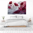 thumbnail image 3 of Mudket Framed Canvas Wall Art Ready to Hang, Burgundy Red Floral Canvas Wall Art, Minimalist Flower Wall Decor, Abstract Floral Prints for Living Room Bedroom Office Home Decor - 12"L x 8"W, 3 of 10