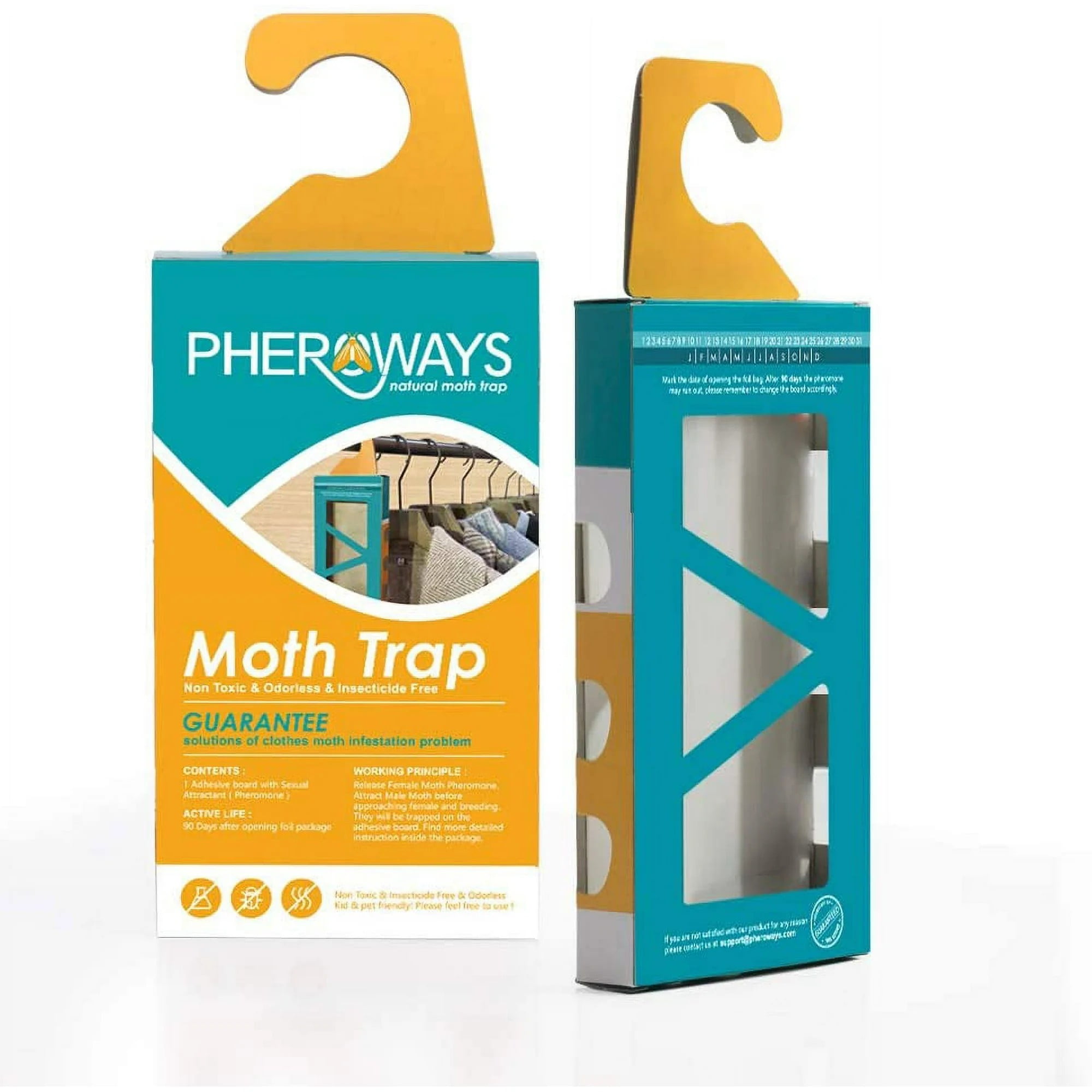 Pheroways Clothes Moth Traps, Safe Moth Traps for Closet Clothing and Carpet Moth Traps, Effective Guaranteed (6 Pack)