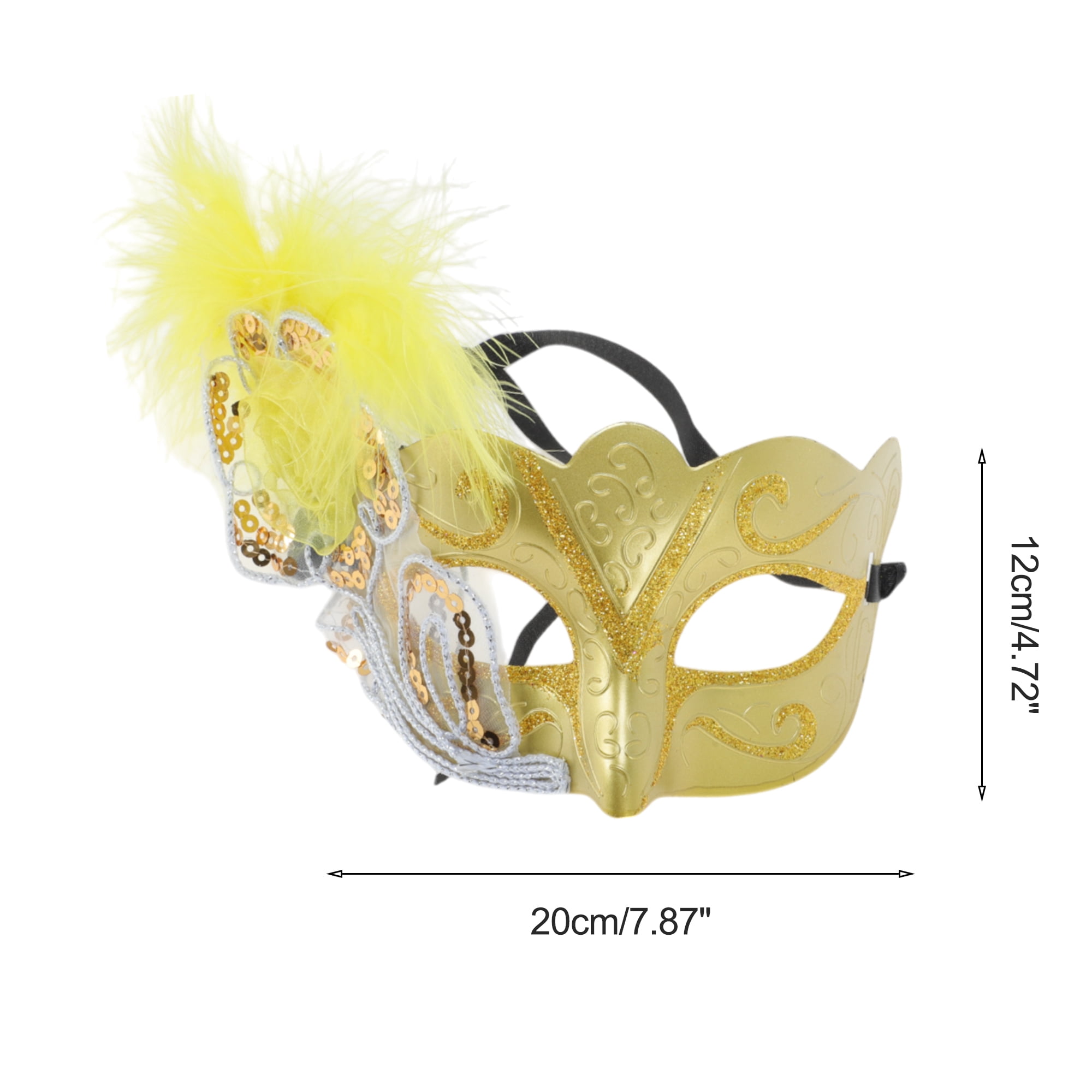 Unique Bargains 1 Box Dancing Queen Feather Half Face Party Mask Gold Tone