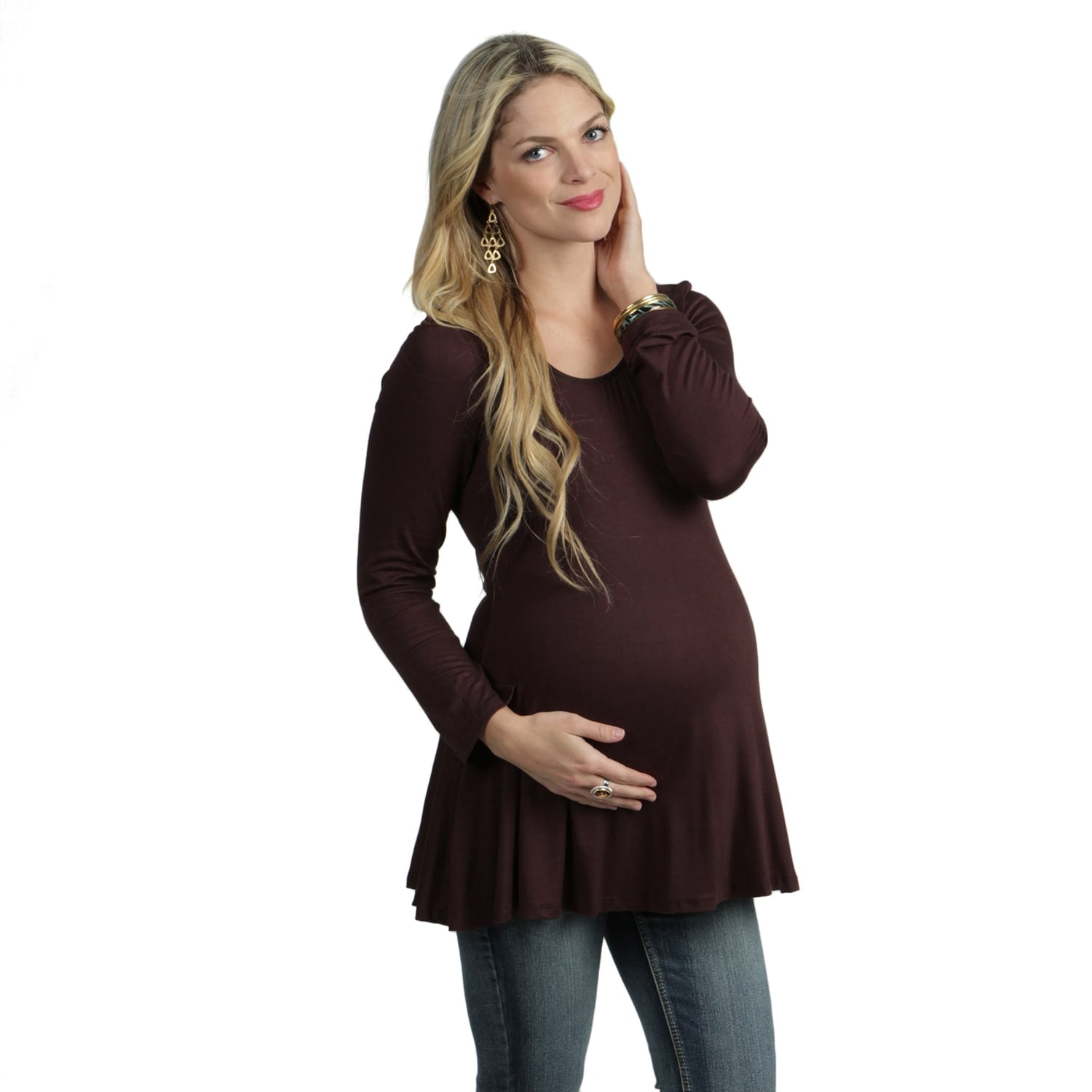 Women's Long-sleeve Scoop Neck Maternity Tunic Top