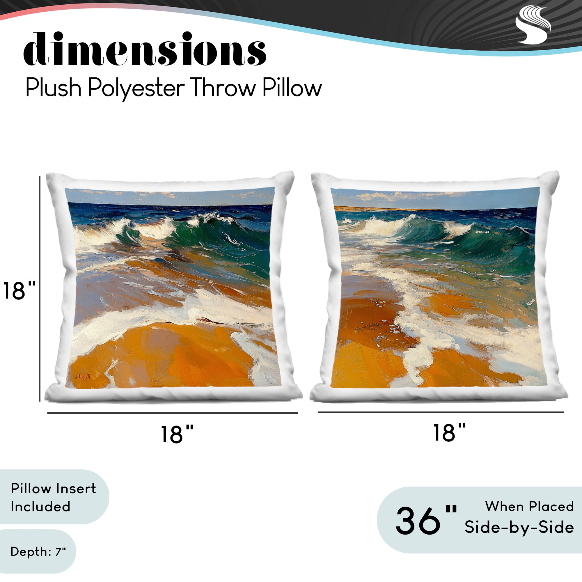 Stupell Industries Glassy Coastal Break 2 Piece Decorative Printed Throw Pillow Set, design by Walker Noble