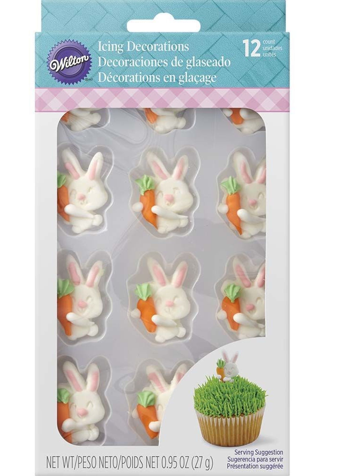 Bunny and Carrot Easter Royal Icing Decorations 12 Ct Wilton