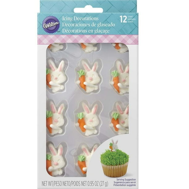 Bunny and Carrot Easter Royal Icing Decorations 12 Ct Wilton Walmart