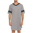 thumbnail image 7 of Ohufall Women's Short Sleeve Nightgowns Casual Solid Color V-Neck Sleepwears Plus Size Soft Loose Nightshirt, Size S-5XL, 7 of 7