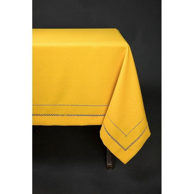 60 in. in. x 84 in. White Double Hemstitch Easy-Care Tablecloth 60 in. in. x 84 in. White Double Hemstitch Easy-Care Tablecloth