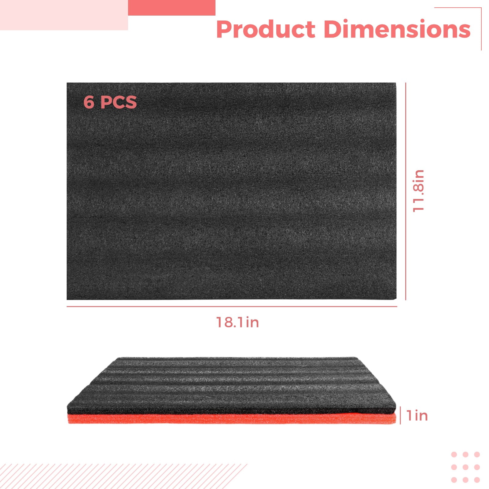 6 Pcs Tool Box Foams, Tool Box Foam Liners, Adjustable Tool Foam Organizers, Non-Slip EPE Toolbox Mats for Storage, Cuttable Foam Sheets, 18.1×11.8×1"