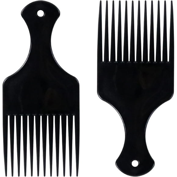 2 Pieces Afro Comb, African Hair Pick Comb, Wide Flat Tooth Hair Cutting Comb, Plastic Afro Comb, for Curls Hairstyle Comb Hair Styling Tool