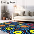 thumbnail image 2 of ODIKA 4'x6' Machine Washable Non-Slip Area Rug, Alphabet Motif with Celestial Letters and Planets High Traffic Rug with Pad, Blue, 687267, 2 of 8