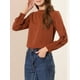 thumbnail image 5 of INSPIRAR CHIC Blusa de Trabajo para Mujeres con Cuello con Volantes y Botones Decorativos Talla M Caramelo, 5 of 6