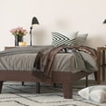 thumbnail image 3 of Merrick Lane Platform Bed Frame, Walnut Finish Finish Wood Twin Size Platform Bed Frame With Slatted Support, No Box Spring Needed, 3 of 11