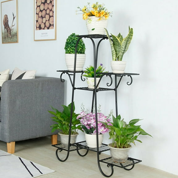 DENEST Metal Flower Pot Plant Stand Shelf Display Multilayer Rack Stand Iron 7 Tier