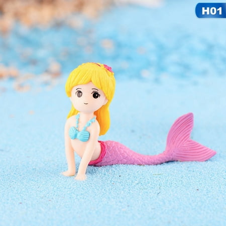 Miniature Mermaid Figurines AkoaDa Mermaid DIY Micro Landscape Aquarium Miniature Figurines Beauty Cake Keys Plastic Decoration Crafts Home Decor ()