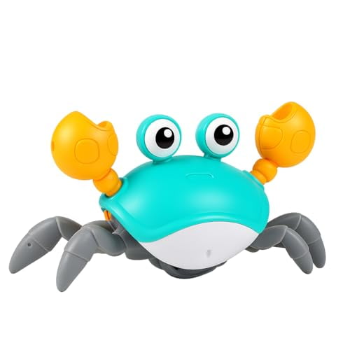 Crawling Crab – Moving,Dancing,Walking Toy for Babies & Toddlers | Interactive Tummy Time Crab with Music & Lights | Boys & Girls Infant Crawling Toys & Baby (Blue)