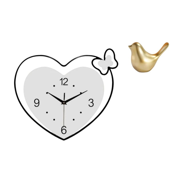 Reloj De Pared En Forma De Corazón, Acrílico, Decoración Con Pájaros Dorados, Estatua De Animal Moderna, Diseño Creativo Para Estudio, Oficina, Sala De Estar.