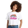 thumbnail image 4 of Barbie the Movie - Barbie Logo Rainbow - Juniors Cropped Cotton Blend T-Shirt, 4 of 5