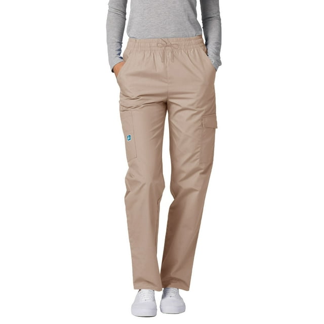 Adar Pantalon de Sarrau Cargo Fuselé Universel pour Femmes, Taille Élastique, Popeline Durable, Noir