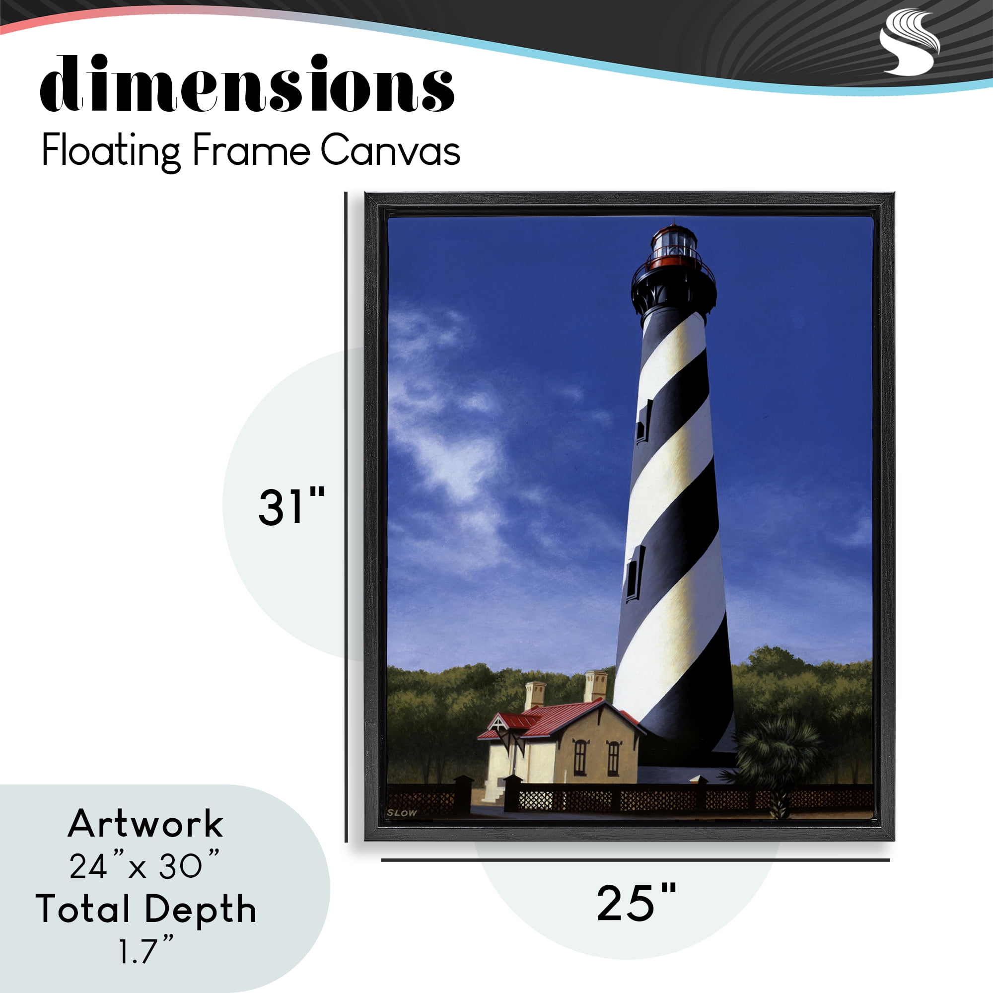 St. Augustine Lighthouse Black Framed Floater Canvas Wall Art, design by Wind River Studios