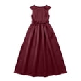 thumbnail image 5 of ITSAME Girls Formal A-Line Dress with Pockets Round Neck Bow Belt Wedding Party Pageant Gown Red Size 3T, 5 of 7