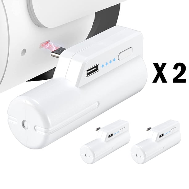 Paquete de 2 baterías para Quest 2, baterías externas ligeras de 5000 mAh para 2-4 horas adicionales de tiempo de juego, accesorios VR recargables con indicador de energía