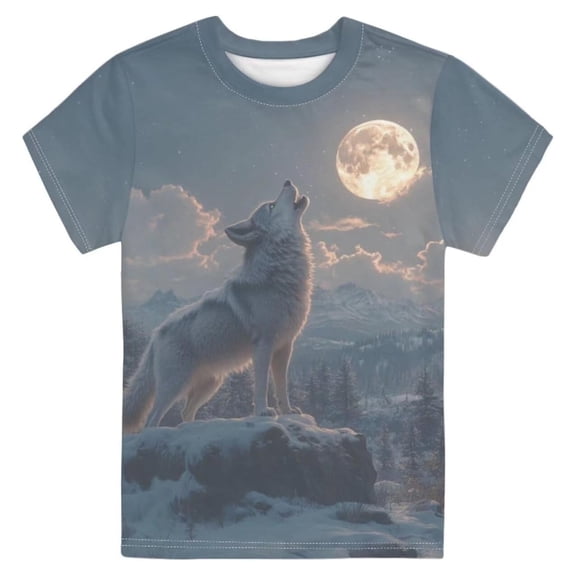 Hiijoy Toddler Boys Graphic T Shirt Wolf Print Short Sleeve Crewneck T-Shirt, Sizes 1-2