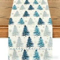 Honmine Christmas Table Runner with Trees Snowflakes, 13x72 Inch Winter Holiday Dining Decor, Seasonal Kitchen Table Cover for Indoor Outdoor Party, Home