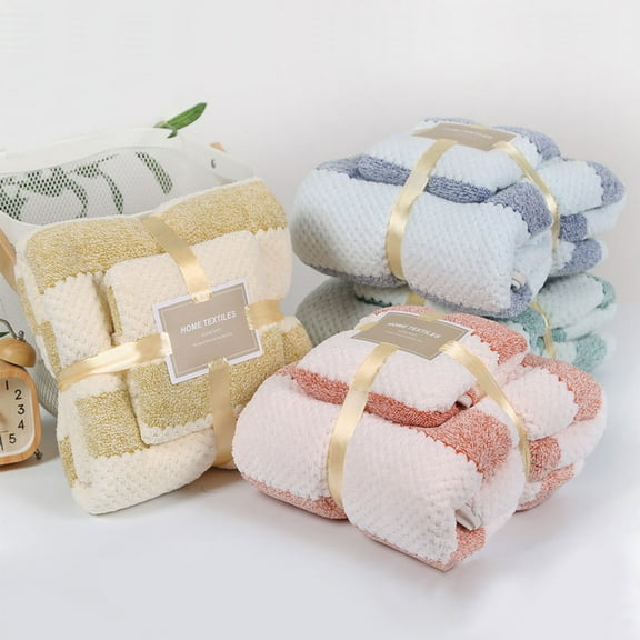Xuniizn Bath Towel and Wash Cloths Set: 1xHand Towel,1xBath Towel, 100%Polyester, Highly Absorbent & Fade Resistant