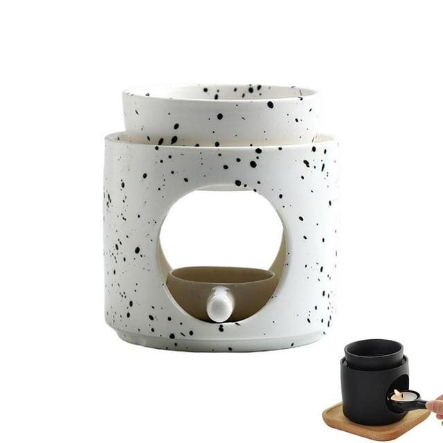 Ceramic Tea Light Candle Holder - Ceramic Oil Burner Diffuser, Oil Wax Melts Cylindrical Separator Model, Tea Light Wax Melt Warmer, Candle Burnerfor Home Office Decor
