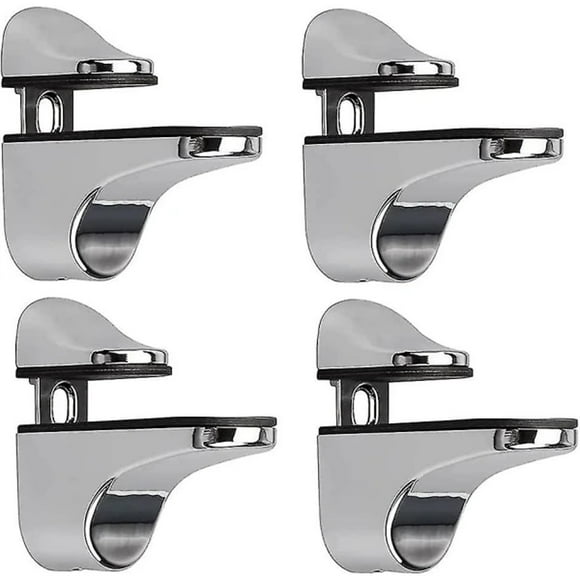 Adjustable Glass Shelf Brackets, 4 Piece Glass Shelf Brackets, Wall Mounted Glass Clamps, Glass Shelf Brackets for Glass Shelves