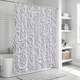 thumbnail image 5 of Floral Patterns Shower Curtain, Waterproof Shower Curtains for Bathroom, Silver White Flowers Leaves Aesthetic Washable Fabric Bathtub Curtain Set Bath Decor with 12 Hooks Extra Long 72"x96", 5 of 6