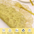 thumbnail image 3 of Luniquz Round Gold Placemats Set of 4 Sweet Acacia Elegant Tablemats Flower Round Vinyl Place Mats Table Setting Kitchen Table Mats for Dining Table Holiday Wedding Decorative, 3 of 6