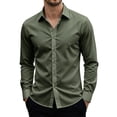 thumbnail image 2 of Delconic Men's Urban Stylish Casual Business Slim Fit Long Sleeve Button Up Dress Shirt with Pocket Army Green L, 2 of 6