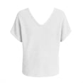 thumbnail image 7 of cfhntfmh Womens Summer V Neck Tops Short Sleeve Sweaters Knit Casual Plus Size Shirts Hollow out Lace Back with Drawstring Trendy Boho Tops, 7 of 7