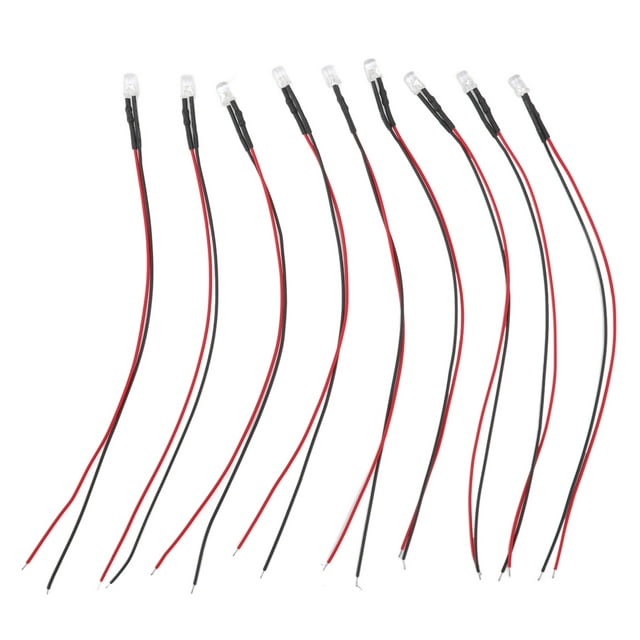 10Pcs LED Lights Emitting Diodes, 5mm Prewired Round Head Small LED Lamps Add a Festive Atmosphere for Toy Lighting