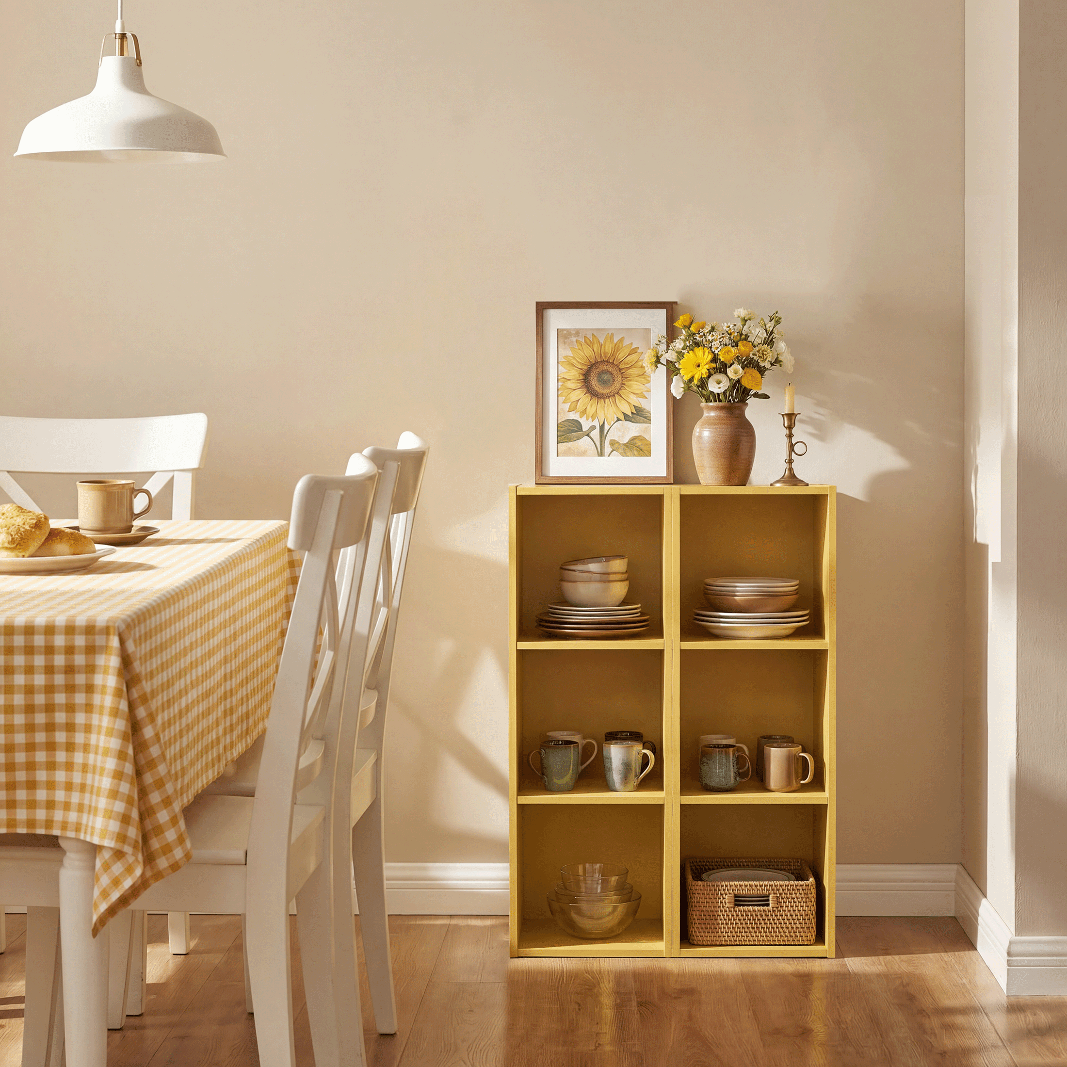 Mifurn 3-Tier Bookshelf Open Shelf Bookcase, Yellow