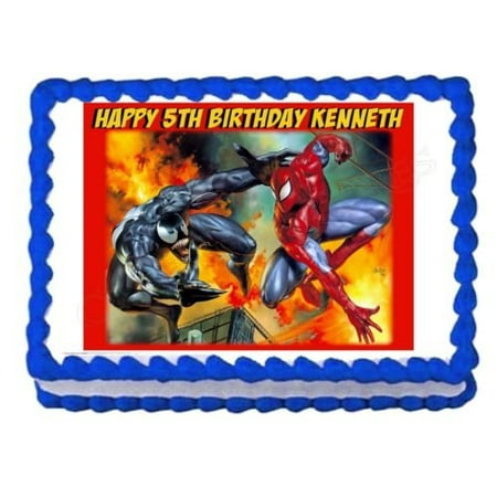 SPIDERMAN AND VENOM party decoration edible cake image cake topper