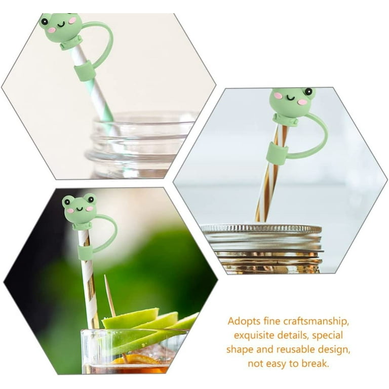 Silicone Frog Straw Cover - 12 Pack Cute Reusable Drinking Straw Caps Lids Dust-proof Straw Plugs for Straw Tips for Home Kitchen Accessories (Frog
